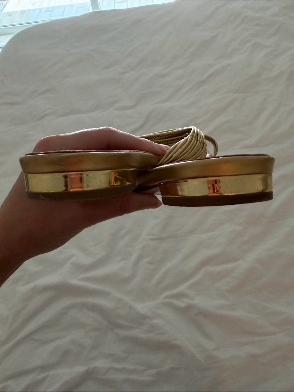 Gold strappy Aquazzura sandals EUC 37.5 - Picture 3 of 4